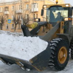 трактор, уборка снега, снегоуборочная техника,, снег